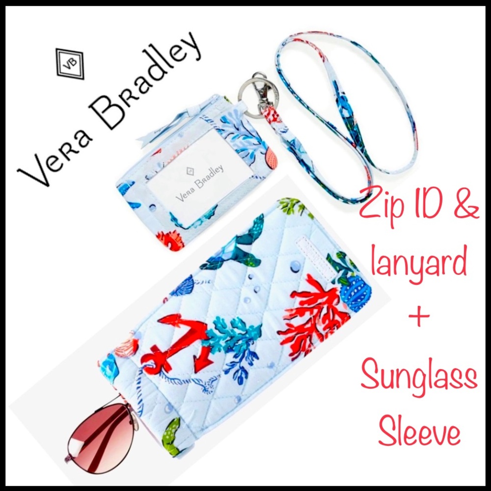 NWT - VERA BRADLEY Factory Style ZIP ID & Lanyard - and / Sunglass Sleeve